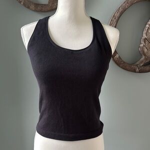 All in Motion Black ribbed Fitted Crop Tank Top with built in Bra